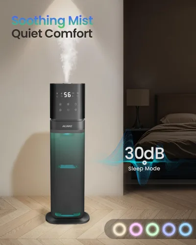 Miniatura 5 de Humidificador inteligente para habitación grande, humidificadores de 2.1 galón/8 litros para dormitorio con tubo extendido y luz nocturna, Azul