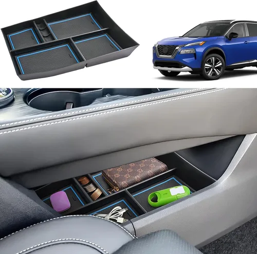 Miniatura 10 de Organizador de reposabrazos 2021-2024 2025 para Nissan Rogue (S/SV/SL/Platinum/Rock Creek), organizador de consola central de plástico ABS y goma