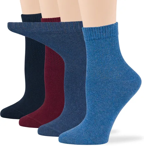 Miniatura 64 de 7BIGSTARS KINGDOM Women's Cotton Quarter Non-Binding Diabetic Fashion Socks-L-M-4 Pack-Multicolor