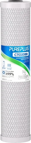 Miniatura 10 de PUREPLUS Kit combinado de cartucho de filtro de agua de 3 etapas para toda la casa de 4.5 x 20 pulgadas con sedimento, KDF y carbón activado