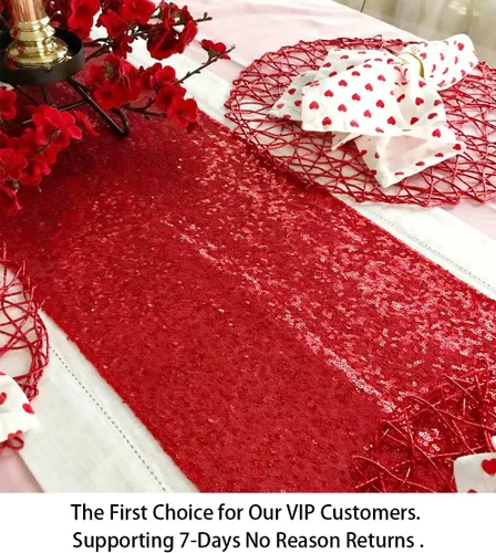 Miniatura 5 de ShiDianYi Camino de mesa de lentejuelas rojas de 14 x 108 pulgadas, paño con purpurina para fiestas, bodas, eventos, decoración de cubierta