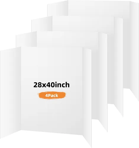 Miniatura 12 de Paquete de 4 tableros trípticos para póster, tablero de presentación blanco de 36x48 pulgadas, tablero de exhibición portátil para feria