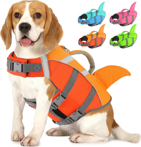 Miniatura 20 de Doglay Chaleco salvavidas para perro, tejido antidesgarros Ripstop, lindo chaleco salvavidas para perros con flotabilidad superior y asa de rescate