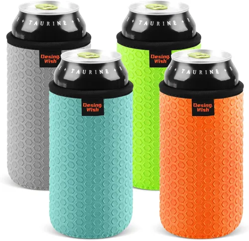 Miniatura 21 de 4 paquetes de fundas aisladas para latas delgadas de 12 onzas, con relieve en panal, fundas aisladas de neopreno para latas delgadas de refresco