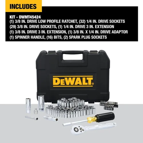 Miniatura 4 de DEWALT - Juego de herramientas mecánicas, 84 piezas SAE/métrico con trinquete de 72 dientes de perfil bajo, llave de carraca de 1/4 pulgada
