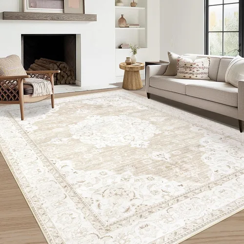 Miniatura 35 de Aoyaomi Alfombra de Área Vintage para Sala de Estar - 5x7 Grande Lavable a Máquina Boho Marroquí Desgastada Alfombras Estilo Granja para Dormitorio