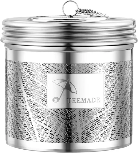 Infusor de té extra grande, filtro de té 304 con tapa roscada y gancho de cadena, perfecto para té de hojas sueltas, cocina, hierbas, té helado y