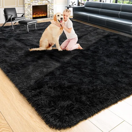 Miniatura 11 de Noahas - Alfombras mullidas de 4 x 6 pies para dormitorio y sala de estar, alfombra gruesa y peluda de color gris, alfombra de suelo antideslizante