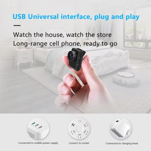 Miniatura 4 de Mini cámara inalámbrica con cámaras de vigilancia pequeñas de 1080P, clip trasero, grabadora de video portátil con visión nocturna por infrarrojos