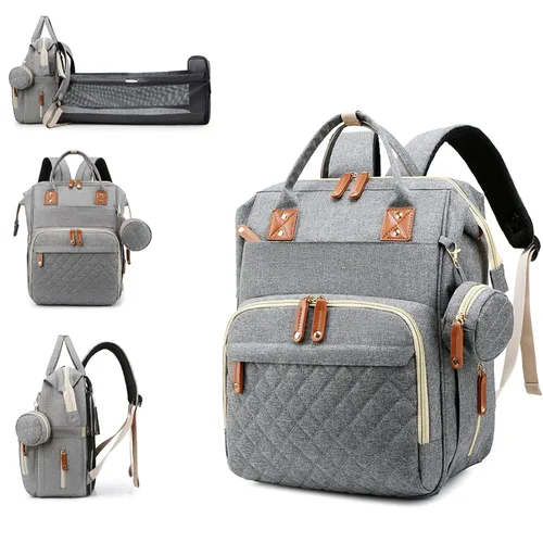 Miniatura 8 de Awanhe Mochila para pañales para bebé con cambiador, bolsas impermeables para niños y niñas, puerto de carga USB, color azul Negro