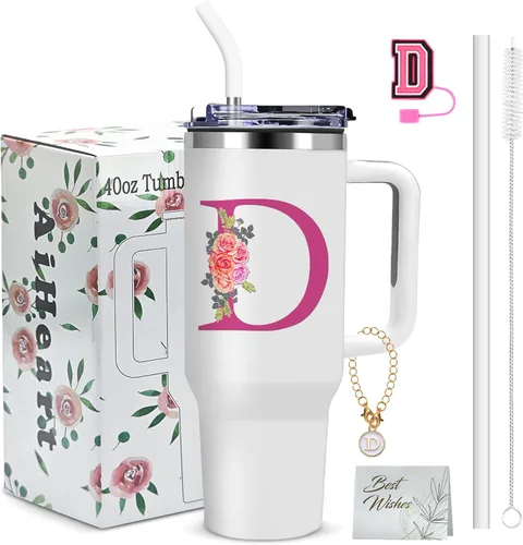 Miniatura 31 de Regalos de cumpleaños para mujeres, vaso con monograma con asa, regalos personalizados para mamá, regalo con monograma para mujer, vasos