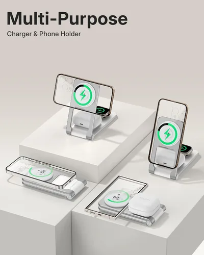 Miniatura 3 de Soporte de cargador inalámbrico Mag-Safe para iPhone 17 Pro Max, estación de carga 3 en 1 para múltiples dispositivos, cargador de viaje plegable