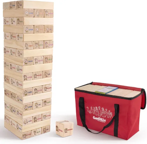 Miniatura 9 de Giantville Juguete gigante de madera de pino – Torre de bloques de madera de pino de tamaño real – Piso grande/tablero juego de patio