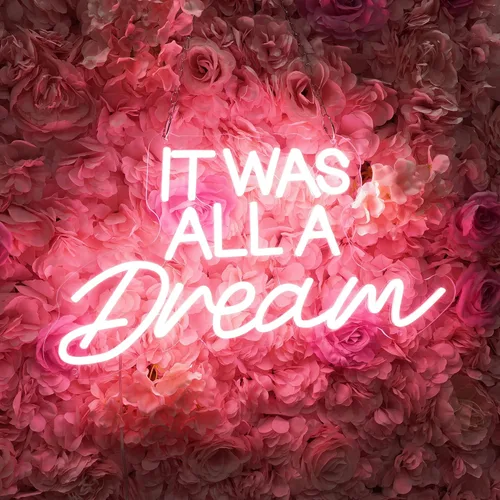 Miniatura 4 de Letrero de neón con texto en inglés «It Was All A Dream», luces LED de neón para decoración de pared, boda, letrero de neón personalizado