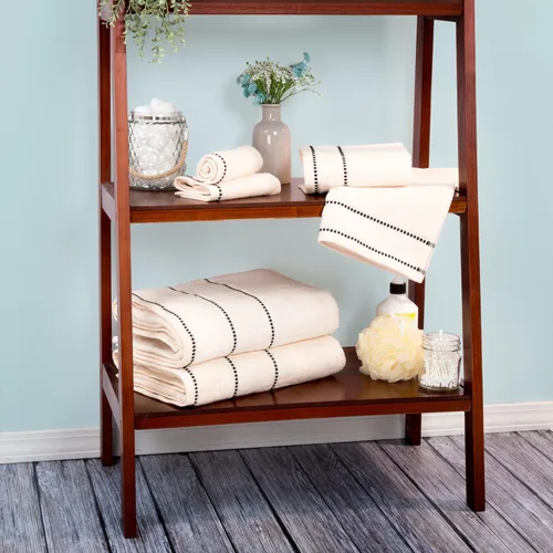 Miniatura 7 de Lavish Home Juego de toallas de 6 piezas, 100% algodón de 525 GSM, artículos esenciales de baño con 2 toallas de baño, 2 toallas de mano y 2 paños