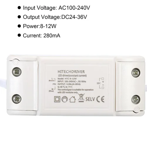 Miniatura 4 de PATIKIL 8-12W 280mA LED Driver, 2pcs AC 100-240V Salida 24-36V DC Conector hembra Constante corriente rectificador transformador fuente