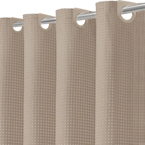 Inhousolu - Cortina de ducha de tejido gofre sin gancho con forro de tela extraíble a presión para baño, dobladillo pesado resistente de 230 GSM,