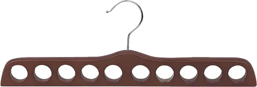 Colgador de bufanda de madera con acabado de nogal con 10 agujeros y herrajes cromados en 17 1/2 pulgadas de largo x 3/4 pulgadas de grosor, 1 percha