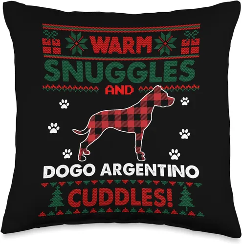 Dogo Argentino Dog Owners Matching Family Pajama Dogo Argentino Lovers Gifts - Cojín feo de Navidad, 16 x 16 pulgadas, multicolor