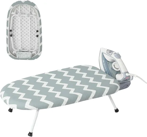 Miniatura 9 de Mini tabla de planchar de mesa, tabla de planchar compacta y plegable, tubo de acero grueso con cubiertas resistentes al calor, soporte de hierro