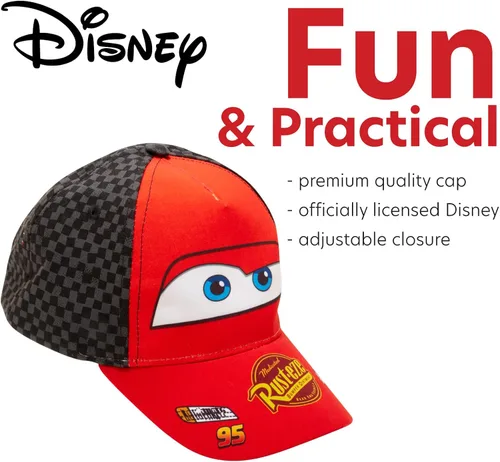 Miniatura 3 de Disney Pixar Boys Cars Lightning McQueen Hat - Piston Cup Baseball Cap (ToddlerBoy)
