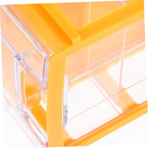 Miniatura 4 de Caja organizadora de cajones de escritorio modular apilable con múltiples contenedores de almacenamiento de plástico amarillo compacto