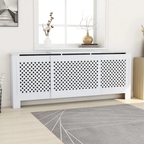 Miniatura 24 de 2 piezas de MDF para el hogar, calentador de sala de estar, soporte lateral para calefacción, cubierta de radiador, estante de gabinete de Blanco