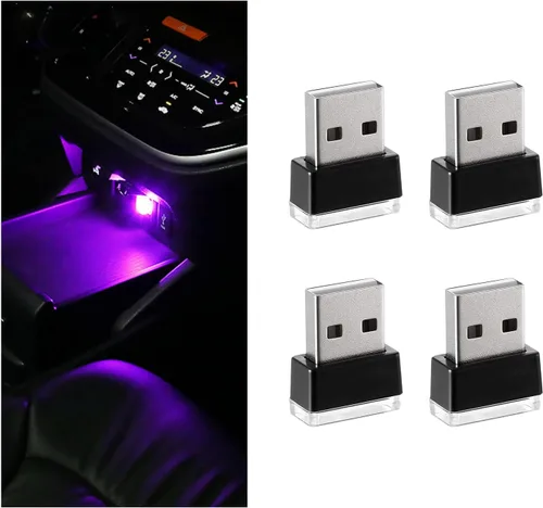 Miniatura 19 de 4 PCS Lámpara de Atmósfera Interior de Coche LED USB, Mini Luz Nocturna LED Portátil, Kit de Iluminación Ambiental de Maletero con Interfaz USB