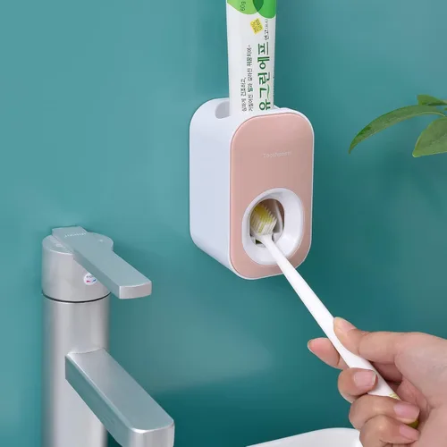 Miniatura 20 de Dispensador automático de pasta de dientes y soportes para pasta de dientes y taza montada en pared, juego de 3 piezas, montado en pared para baño