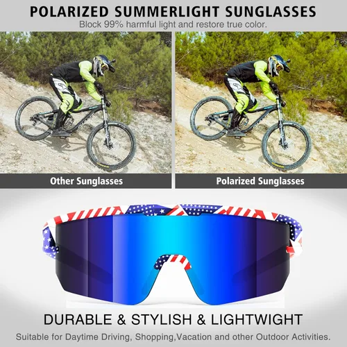 Miniatura 5 de Gafas de sol polarizadas para hombres y mujeres UV400 gafas de béisbol para MTB montar en bicicleta, correr, conducir bicicleta Ve-jh156-rayas