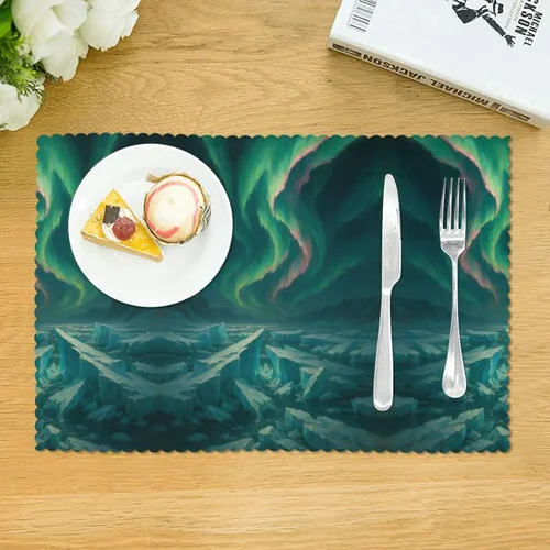 Miniatura 3 de Rectangular Placemats Set of 4, Heat Resistant Aurora Printed Kitchen Dining Table Mats