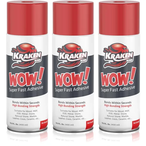 Miniatura 7 de KRAKEN BOND Wow! Activador adhesivo en aerosol (1 x 16.9 onzas), acelerador de pegamento de cianoacrilato para plástico, metal, madera y PVC