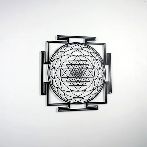 Colorfull Worlds Sri Yantra - Arte de pared de metal, decoración de pared de chakras de geometría sagrada, meditación de inauguración de la casa,