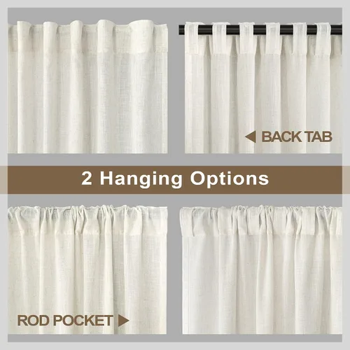 Miniatura 4 de Pitalk Cortinas de lino para café de 24 pulgadas de largo, con bolsillo trasero, plisadas, estilo bohemio, granja, cocina, cortinas para ventana