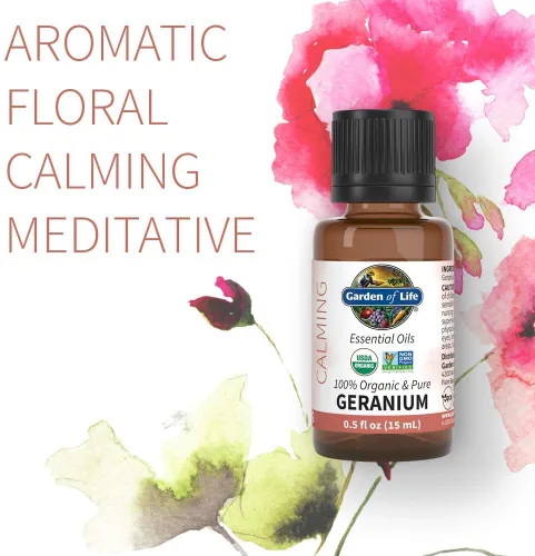 Miniatura 3 de Garden of Life - Aceite esencial de geranio 100% puro para difusor, aromaterapia, meditación, relajación y calma, USDA orgánico, sin OMG, 0.5 onzas