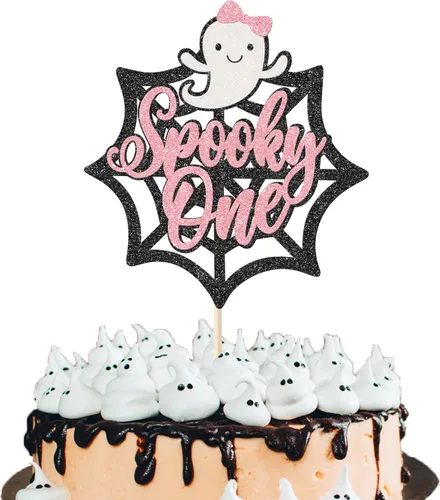 Rsstarxi 1 paquete de decoración espeluznante para tartas, fantasma, murciélago, araña, decoración de Halloween y primer cumpleaños