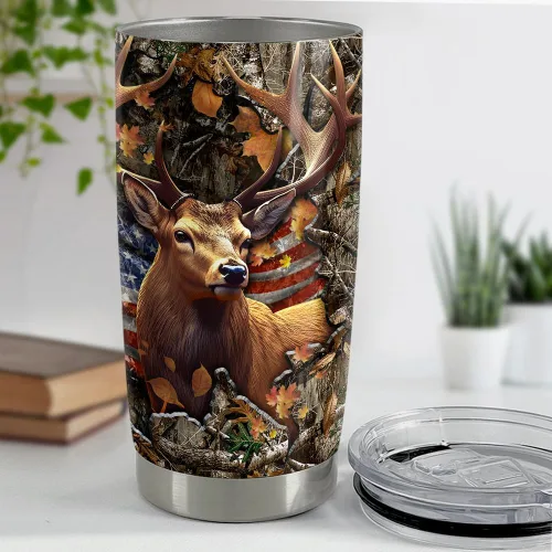 Miniatura 4 de SANDJEST Taza de ciervo 20oz Vasos aislados de acero inoxidable Taza de viaje de café Taza de regalo para hombres Regalo para cumpleaños Navidad