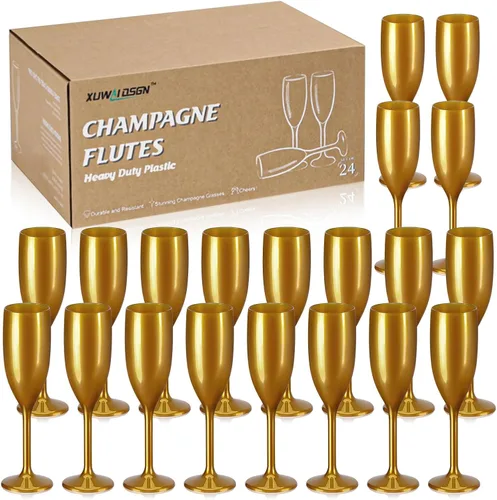 Miniatura 15 de XUWAIDSGN Copas de champán acrílicas, copas de tostado irrompibles con barra de mimosa, copas de vino reutilizables, copas de champán vintage, copas