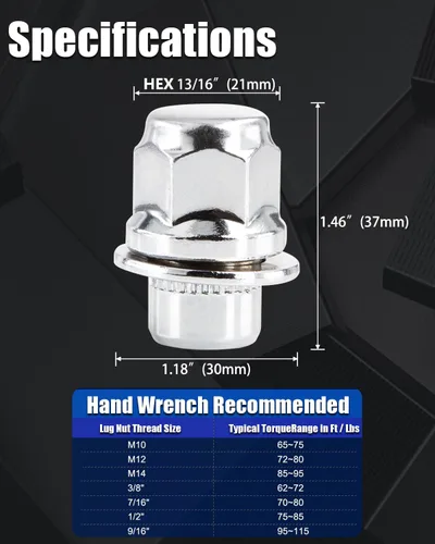 Miniatura 2 de GAsupply M12x1.25 Tuercas de rueda, 20 piezas estilo OEM de fábrica con asiento magnético de 12 mm x 1.25, tuercas de rueda hexagonales de 13/16" 21
