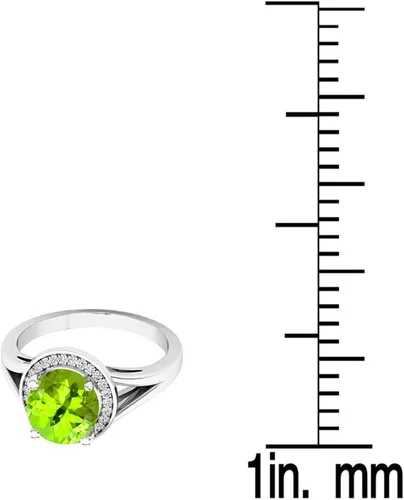 Miniatura 26 de Dazzlingrock Collection Anillo de compromiso redondo de 0.276 in con halo de diamante blanco y vástago dividido para ella en oro macizo de 14
