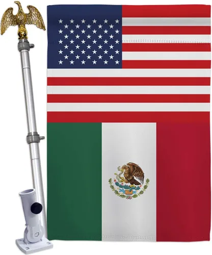 Miniatura 5 de Americana Home & Garden Bandera de la casa de la amistad de México, Estados Unidos, nación regional, internacional, país, área particular, pequeña