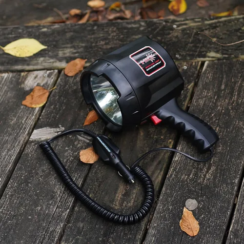 Miniatura 5 de GOODSMANN Proyector de mano de hasta 2000 lúmenes HID Spot Light con cargador de coche de 12 V CC activado, linterna de campamento para vela