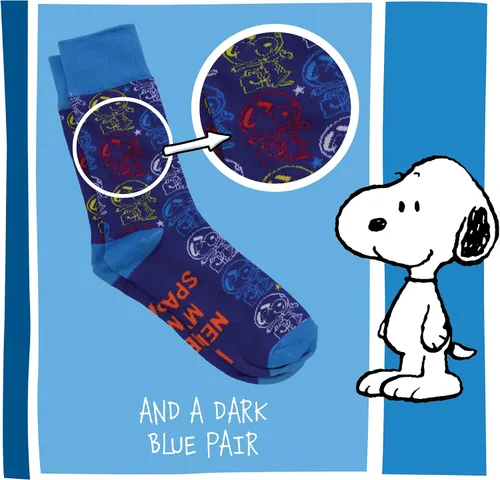 Miniatura 4 de Concept One Calcetines unisex para adultos Peanuts Snoopy Astronaut, azul, talla única de EE. UU, Azul Patchwork, talla única