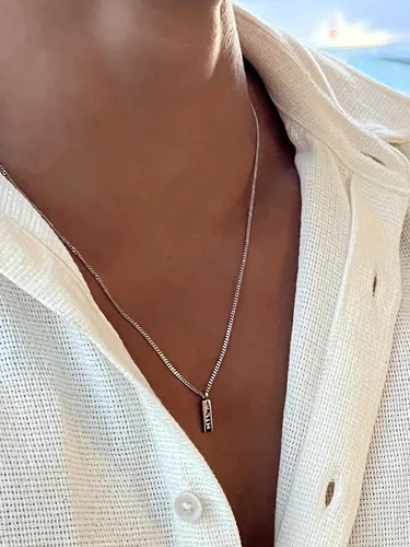 Miniatura 3 de Collar para hombre Collar con colgante en L Unisize L cadena de acero inoxidable para hombres y mujeres, collares geniales, cadena alternativa