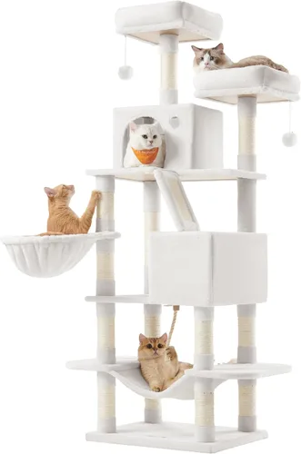 Miniatura 18 de Feandrea Árbol para gatos, torre grande para gatos de 81.1 pulgadas, condominio de felpa de varios niveles con 13 postes rascadores, 2 perchas, 2