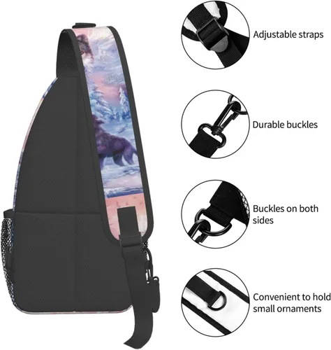 Miniatura 5 de PSVOD Bolsos cruzados de la familia de los lobos, Bolsos de hombro de los hombres, Mochilas de hombro en el pecho, Bolsos de cintura, Bolsos