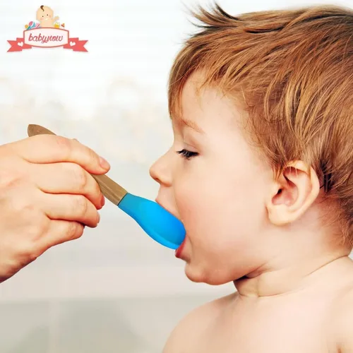 Miniatura 3 de Cucharas de bambú para bebé, paquete de 4 cucharas de destete para niños pequeños, cuchara de silicona con punta suave de mango de bambú, utensilio