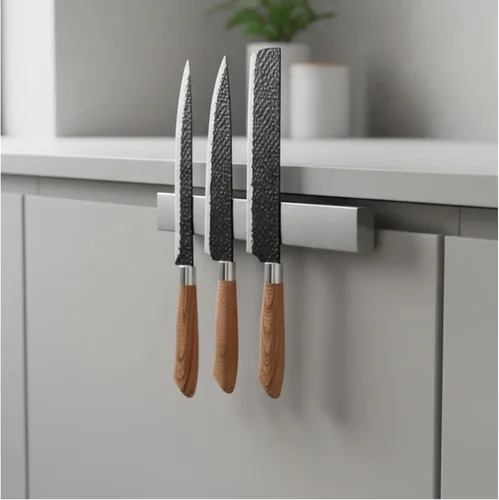 Miniatura 3 de Tira magnética para cuchillos, soporte magnético de acero inoxidable de 15.7 pulgadas para pared con tipo 3M, barra magnética para cuchillos