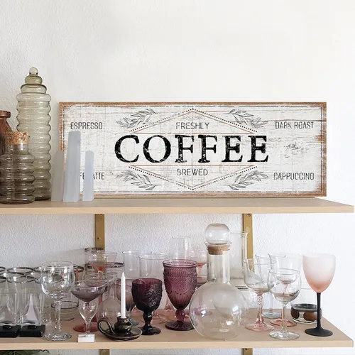 Miniatura 3 de Letrero retro para cafetería, café recién hecho, café con leche, tostado oscuro, capuchino, letrero de lienzo para decoración de bares, casa