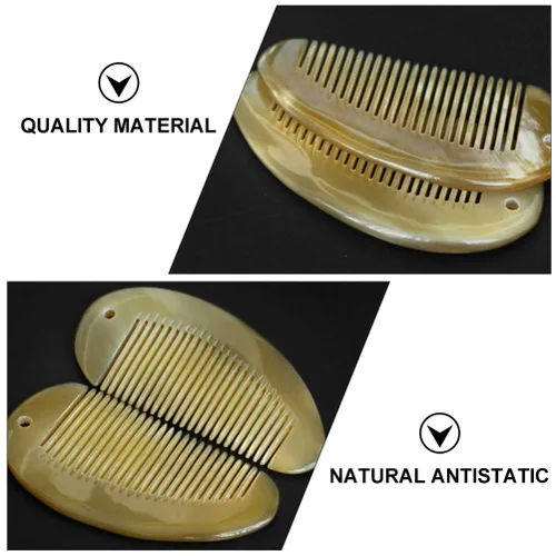 Miniatura 8 de Healifty Peine de cuerno de yak para cabello de dientes anchos, peine desenredante para cabello y barba, peine natural sin estática, para mujeres